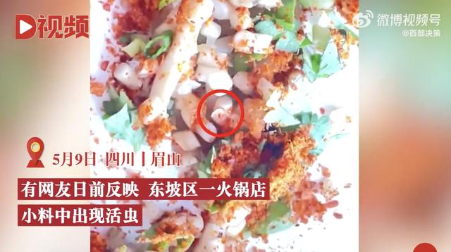 火锅小料中吃出活虫索赔10万,店家:已报警